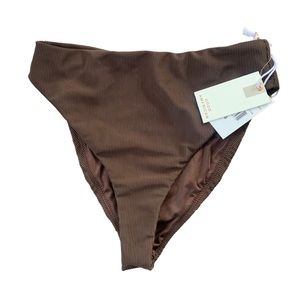 Good American Ribbed Good Waist Chocolate Bottom